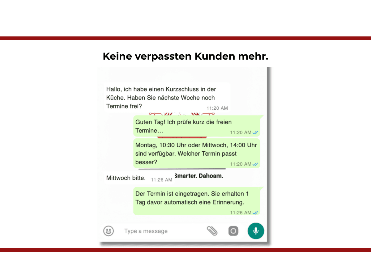 Keine verpassten Kunden mehr – WhatsApp Chatbot für Elektriker